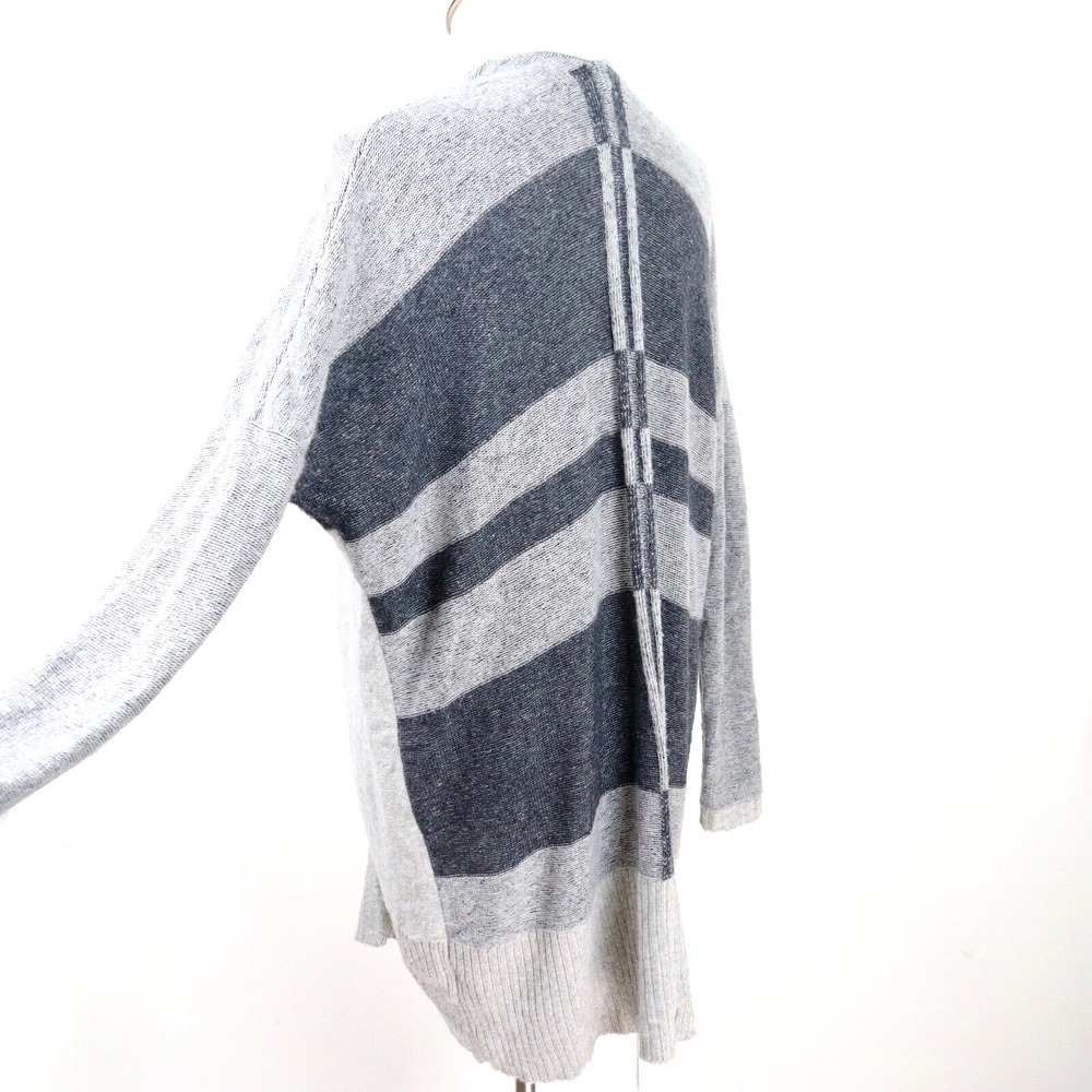 Lovestitch Size S Midi Cardigan Knit Sweater Wool Blend Stripe Grey - Picture 4 of 9